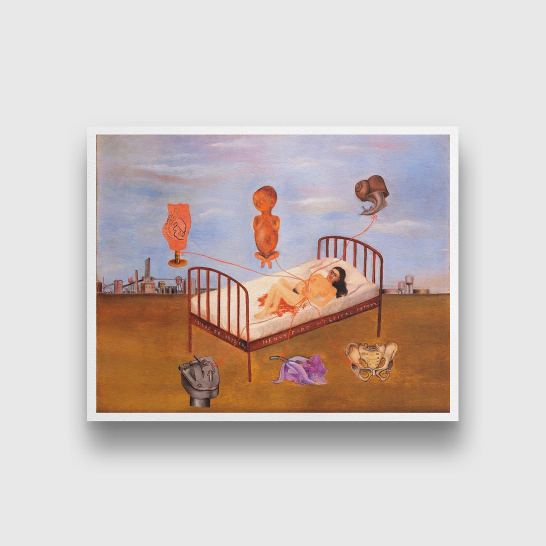 The Flying Bed Painting - Meri Deewar 4 :5 Vertical Premium Wall Art Canvas by MeriDeewar