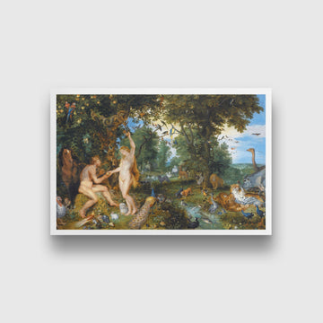 The garden of eden with the fall of man Painting - Meri Deewar 3 : 2 Horizontal Premium Wall Art Canvas by MeriDeewar