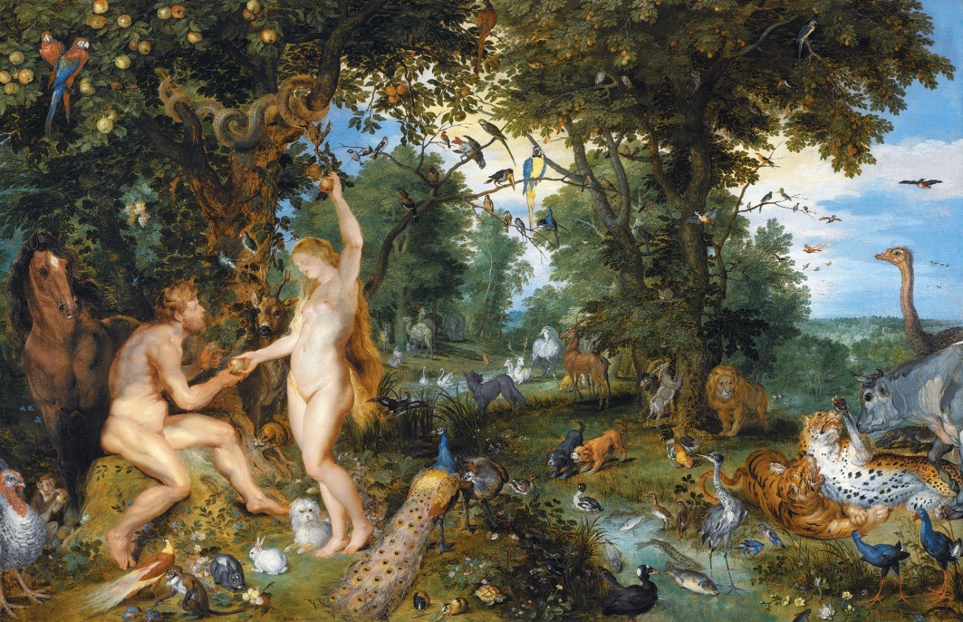 The garden of eden with the fall of man Painting - Meri Deewar 3 : 2 Horizontal Premium Wall Art Canvas by MeriDeewar