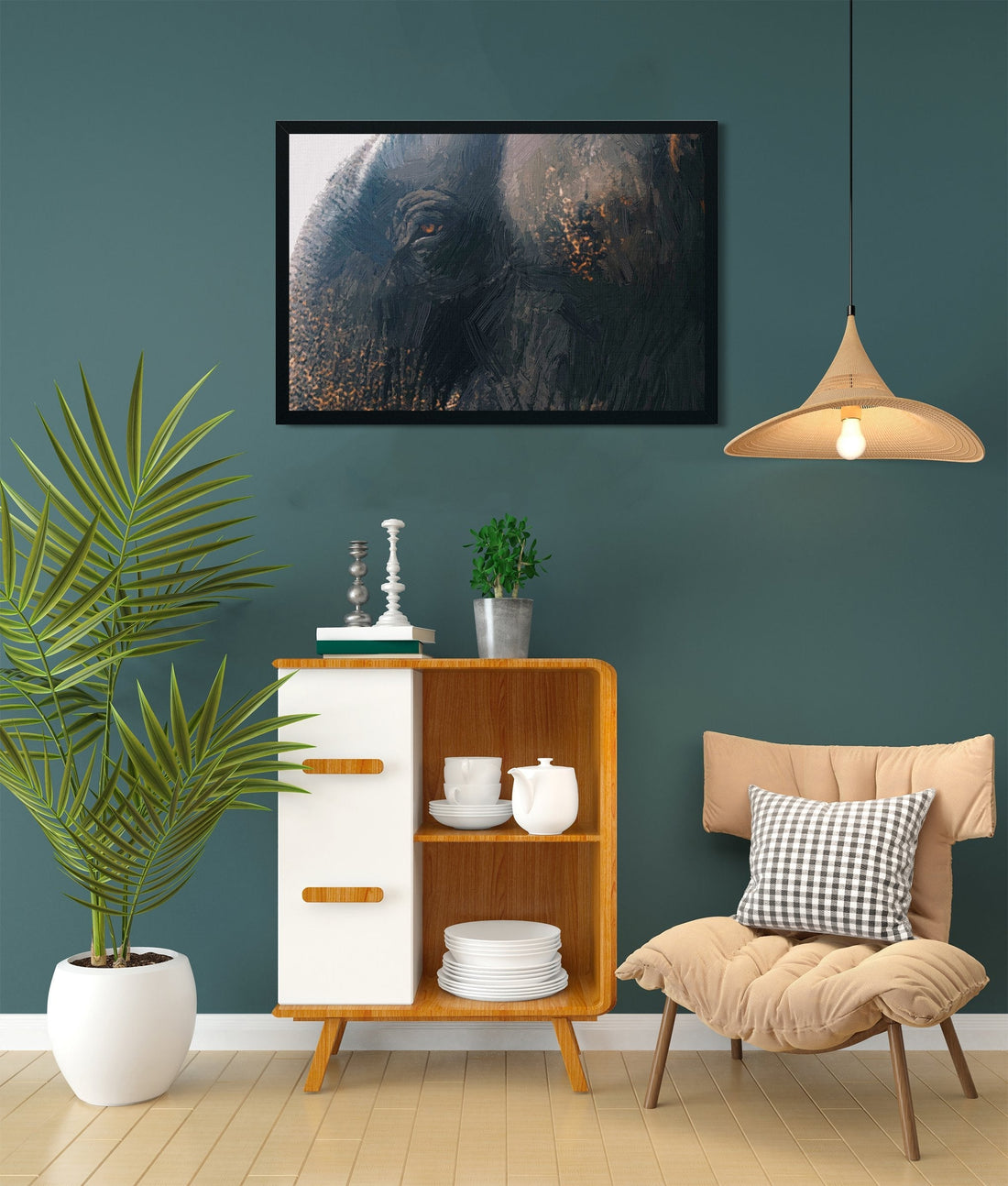 The gaze of an elephant Painting - Meri Deewar 3 : 2 Horizontal Premium Wall Art Canvas by MeriDeewar
