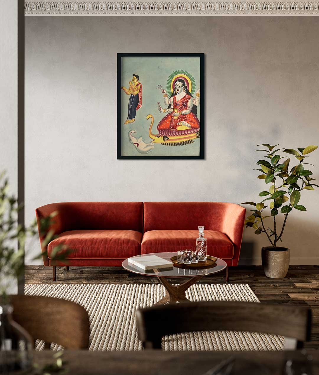 The Goddess Ganga Painting 4 :5 Vertical Premium Wall Art Canvas by MeriDeewar
