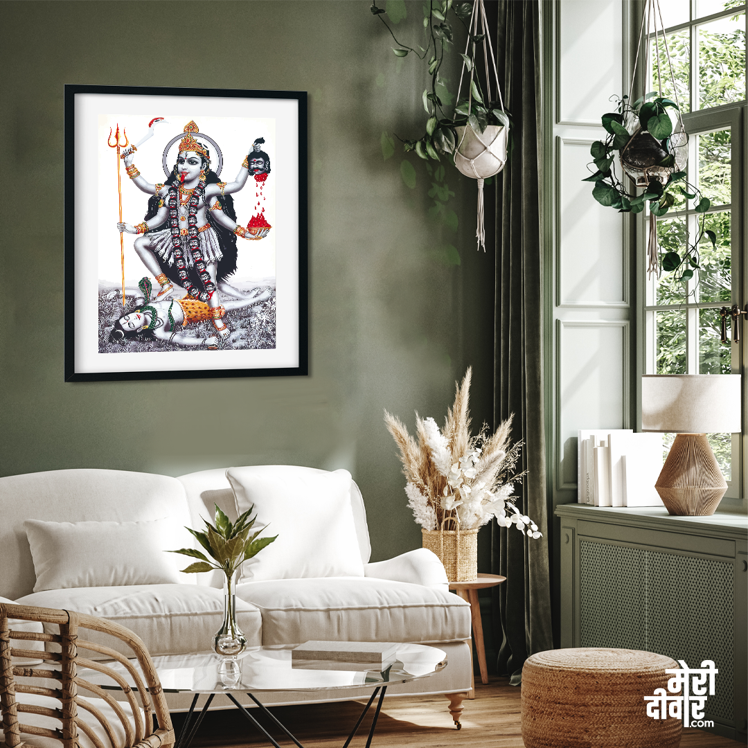 The Goddess of Power Kali Wall Painting 3 : 4 Vertical Premium Wall Art Canvas by MeriDeewar
