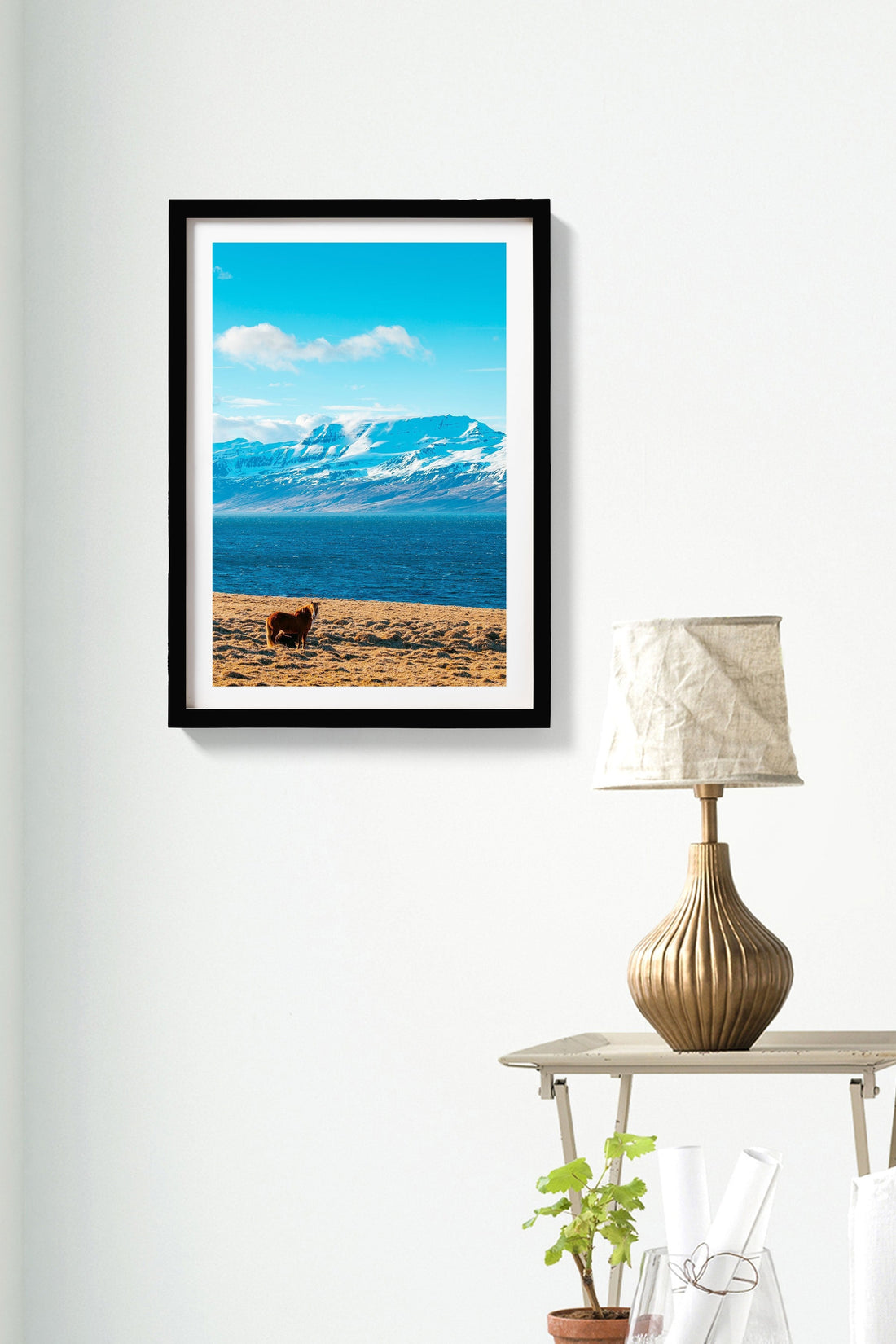 The golden Horse Painting - Meri Deewar 2 : 3 Vertical Premium Wall Art Canvas by MeriDeewar