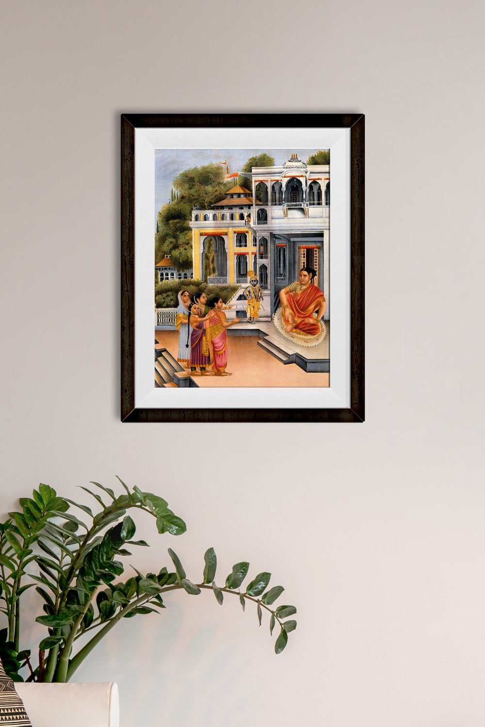 The gopis complaining to Yasosa about Krishna's pranks Painting - Meri Deewar 3 : 4.2 Vertical Premium Wall Art Canvas by MeriDeewar