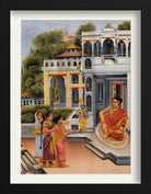 The gopis complaining to Yasosa about Krishna's pranks Painting - Meri Deewar 3 : 4.2 Vertical Premium Wall Art Canvas by MeriDeewar