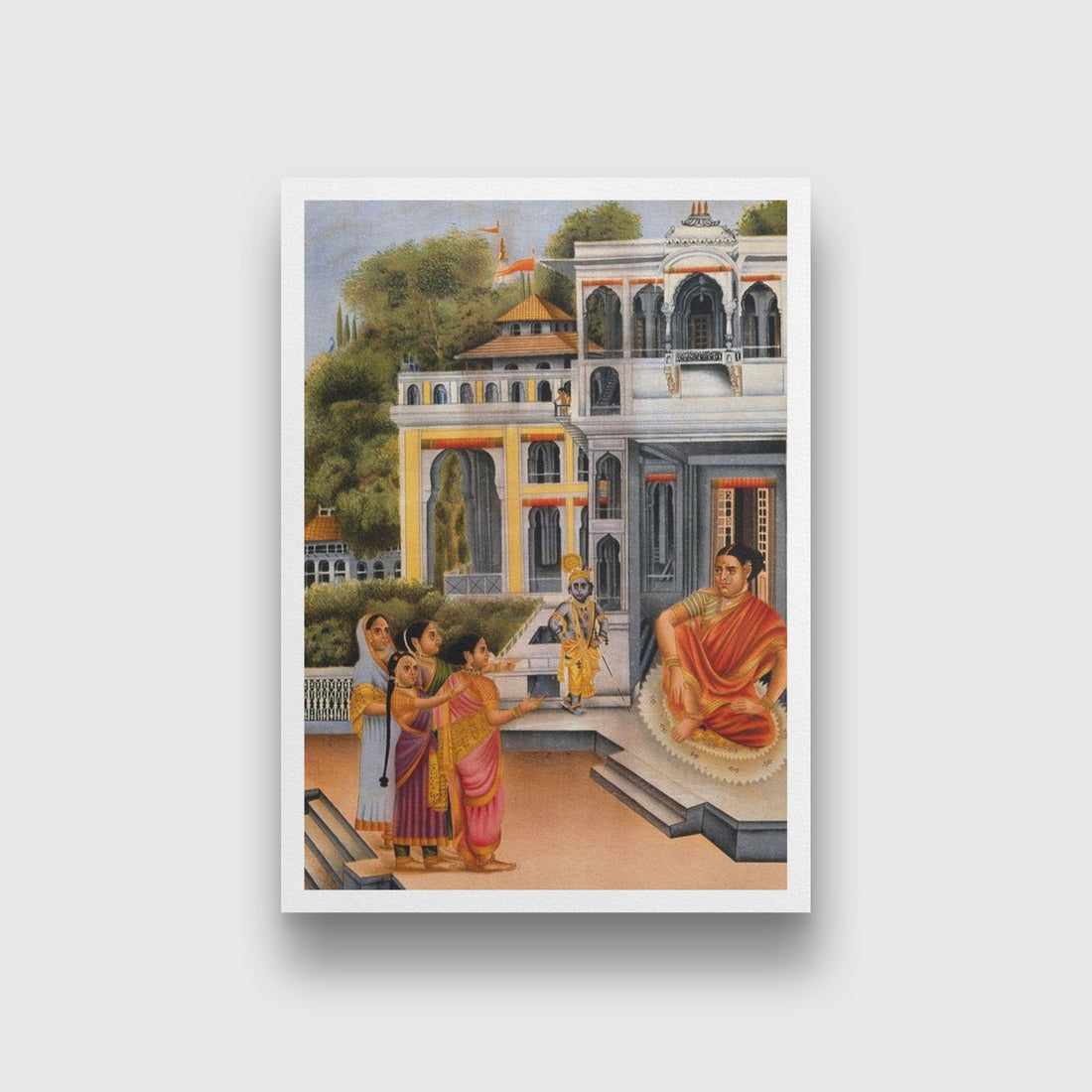 The gopis complaining to Yasosa about Krishna's pranks Painting - Meri Deewar 3 : 4.2 Vertical Premium Wall Art Canvas by MeriDeewar