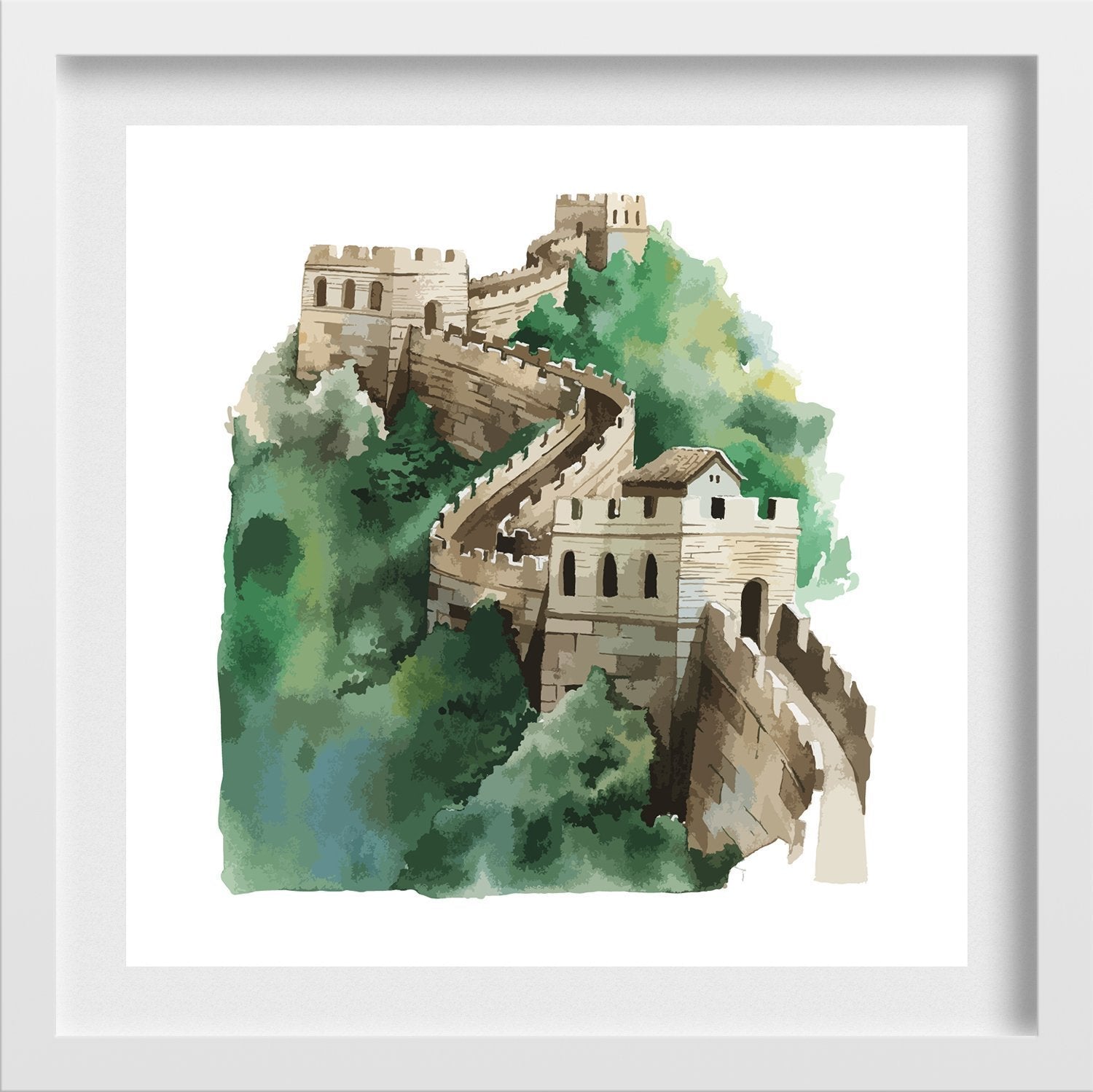 The Great Wall of China Painting - Meri Deewar 1 : 1 Square Premium Wall Art Canvas by MeriDeewar