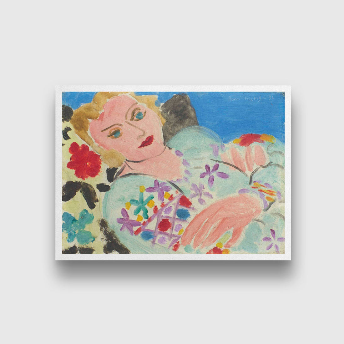 The Green Emroidered Blouse Painting - Meri Deewar 4 : 3 Horizontal Premium Wall Art Canvas by MeriDeewar