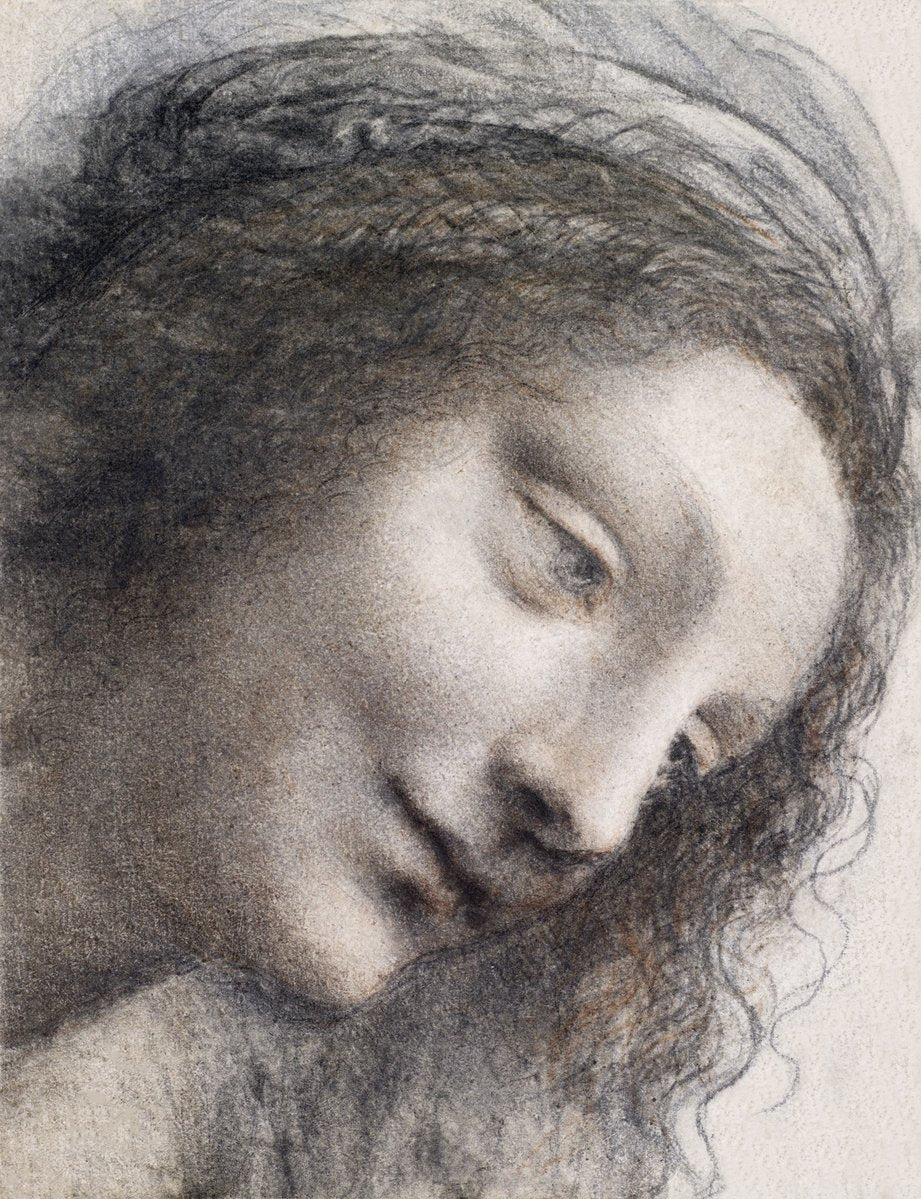 The Head of the Virgin in Three-Quarter View Facing Right Painting - Meri Deewar 3 : 4 Vertical Premium Wall Art Canvas by MeriDeewar