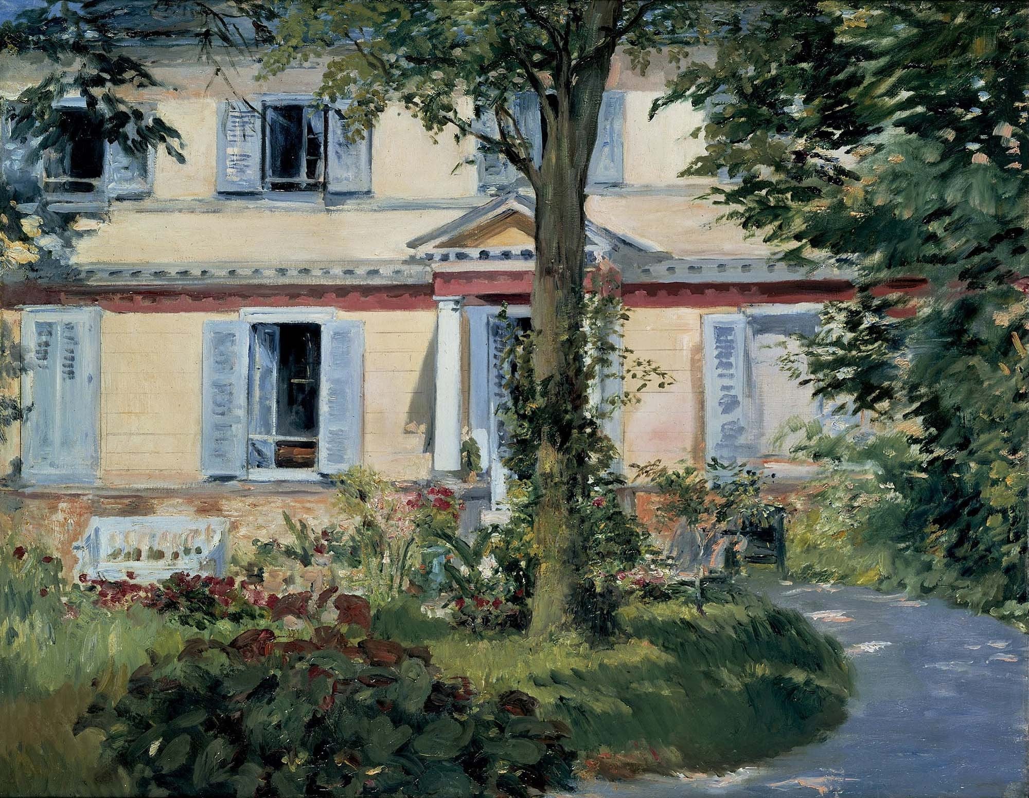 The House at Rueil Painting - Meri Deewar 4 : 3 Horizontal Premium Wall Art Canvas by MeriDeewar