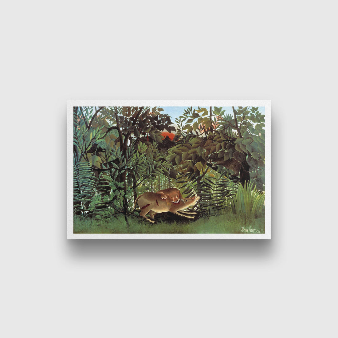 The Hungry Lion Throws Itself on the Antelope painting - Meri Deewar 3 : 2 Horizontal Premium Wall Art Canvas by MeriDeewar