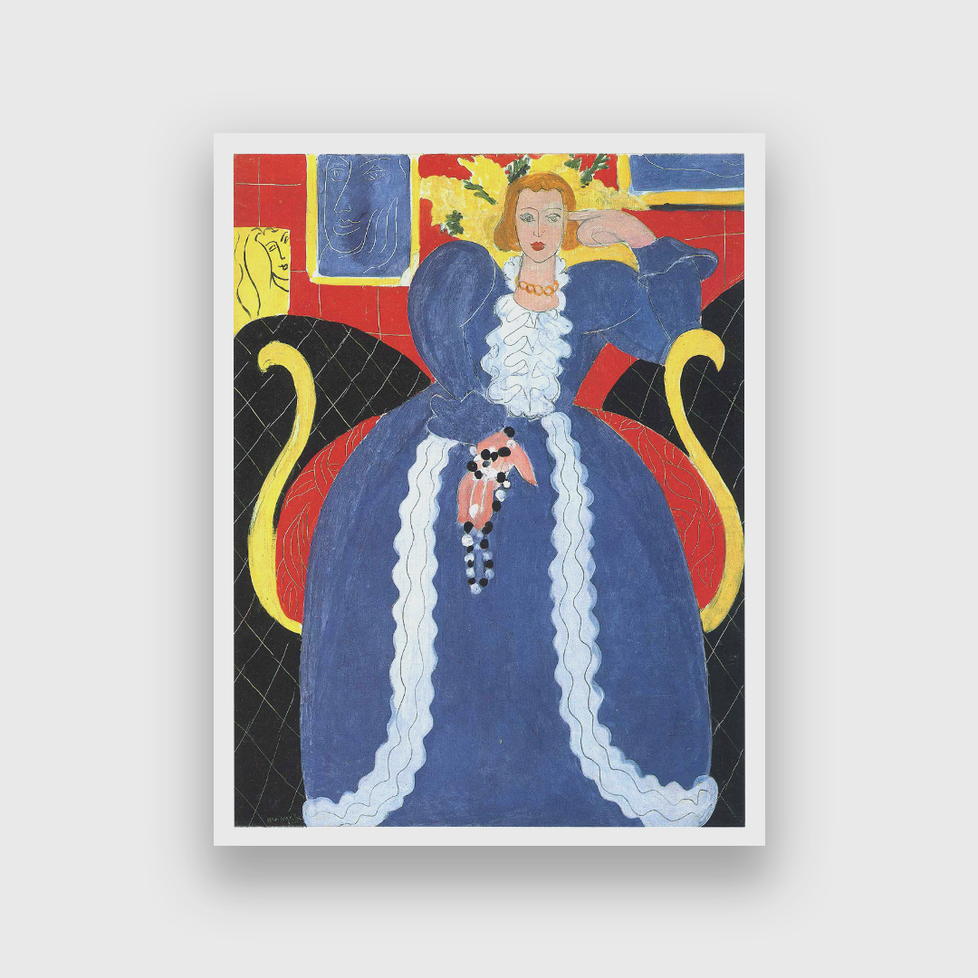 The Large Blue Robe and Mimosas Painting 3 : 4 Vertical Premium Wall Art Canvas by MeriDeewar