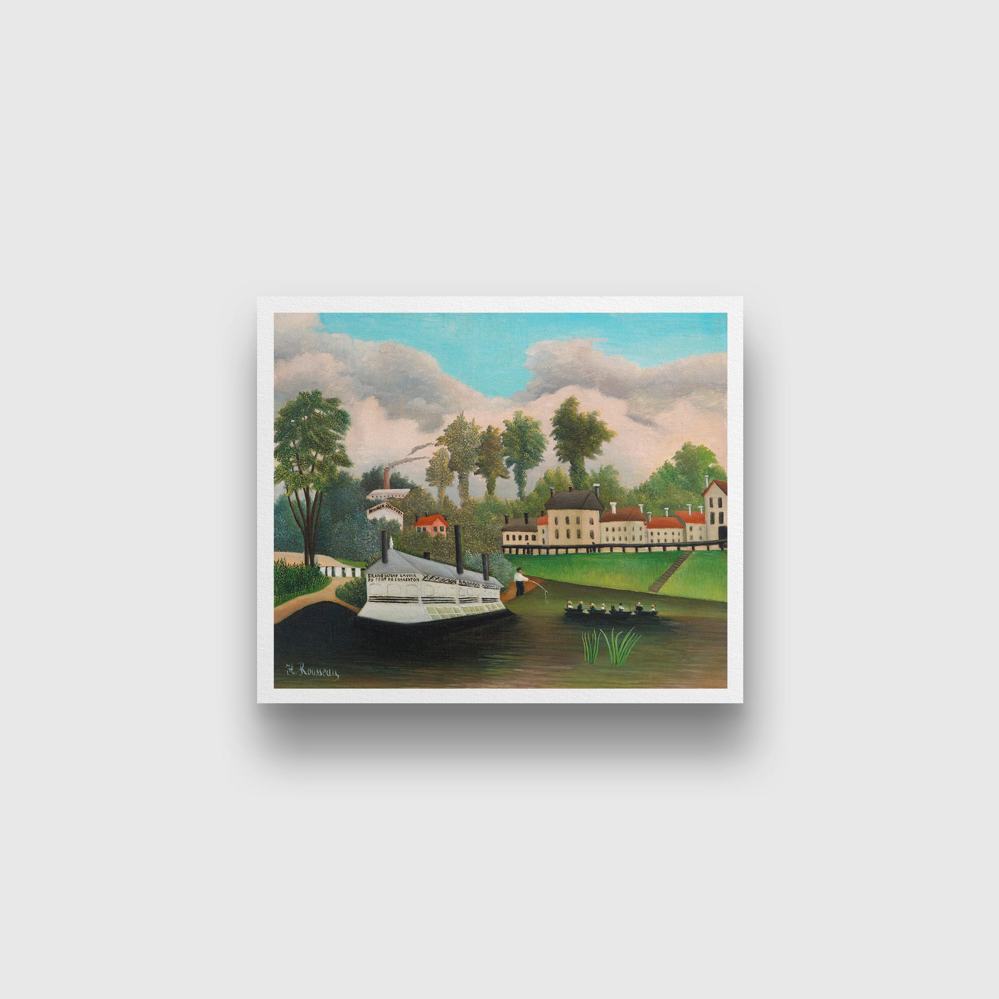 The Laundry Boat of Pont de Charenton painting - Meri Deewar 5 : 4 Horizontal Premium Wall Art Canvas by MeriDeewar