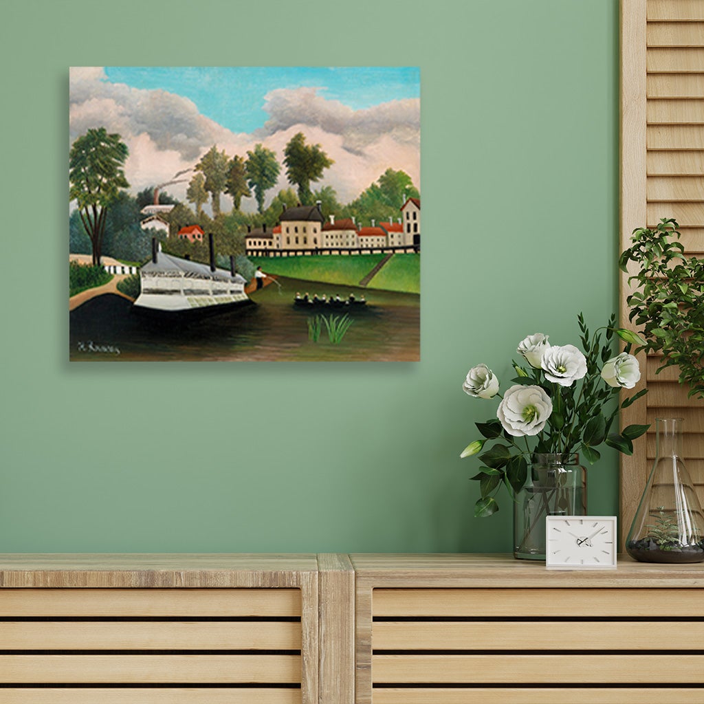 The Laundry Boat of Pont de Charenton painting - Meri Deewar 5 : 4 Horizontal Premium Wall Art Canvas by MeriDeewar