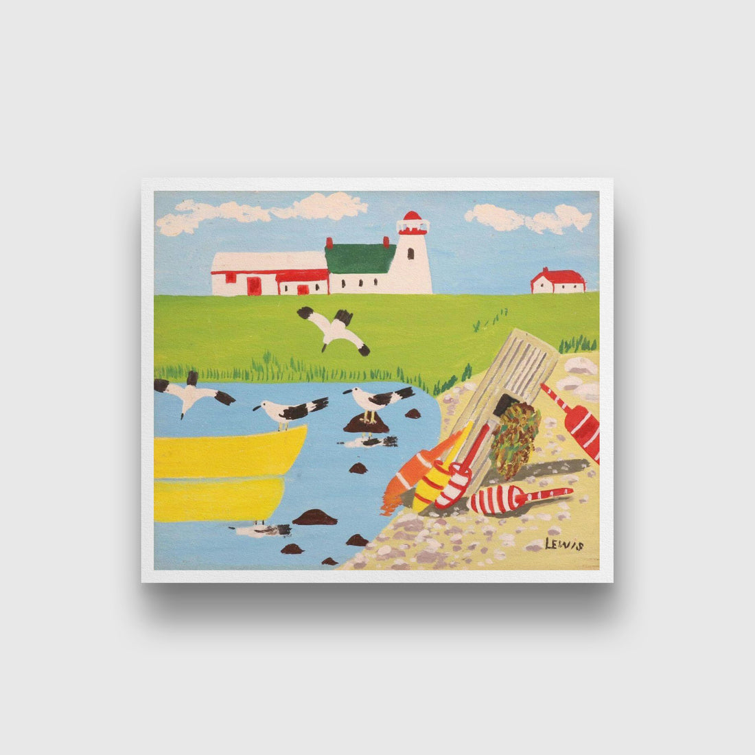 The Lighthouse Painting - Meri Deewar 1 : 1 Square Premium Wall Art Canvas by MeriDeewar