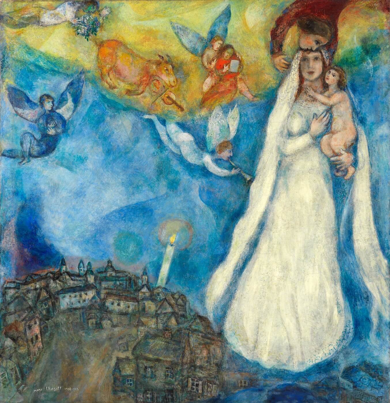The Madonna of the Village Painting - Meri Deewar 1 : 1 Square Premium Wall Art Canvas by MeriDeewar