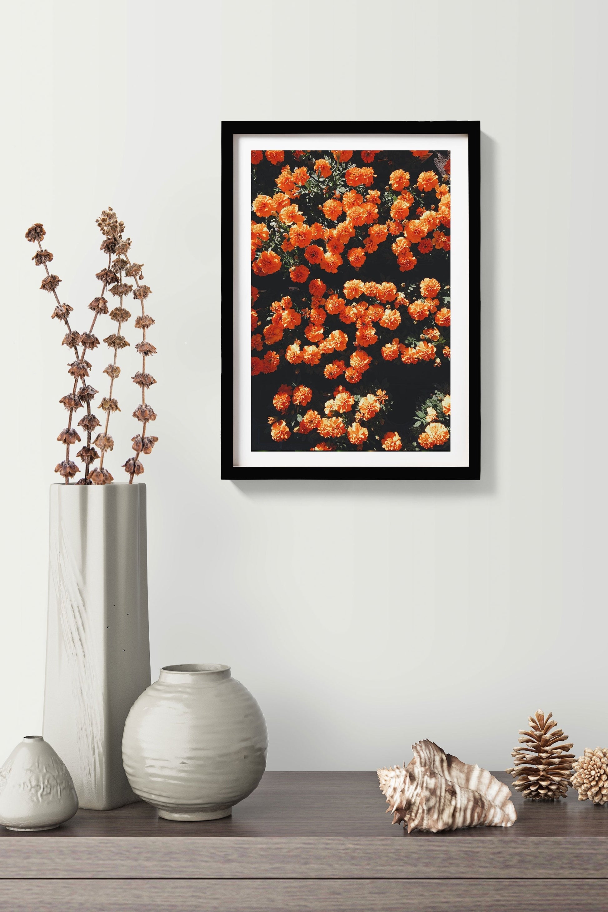 The marigold field Painting - Meri Deewar 2 : 3 Vertical Premium Wall Art Canvas by MeriDeewar