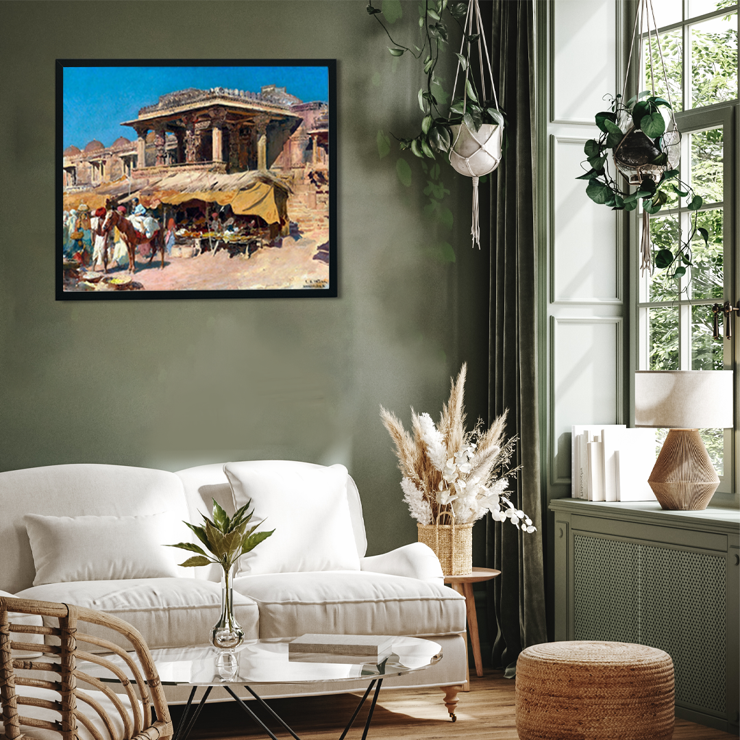 The Market in Ahmadabad Painting 6 : 5 Horizontal Premium Wall Art Canvas by MeriDeewar