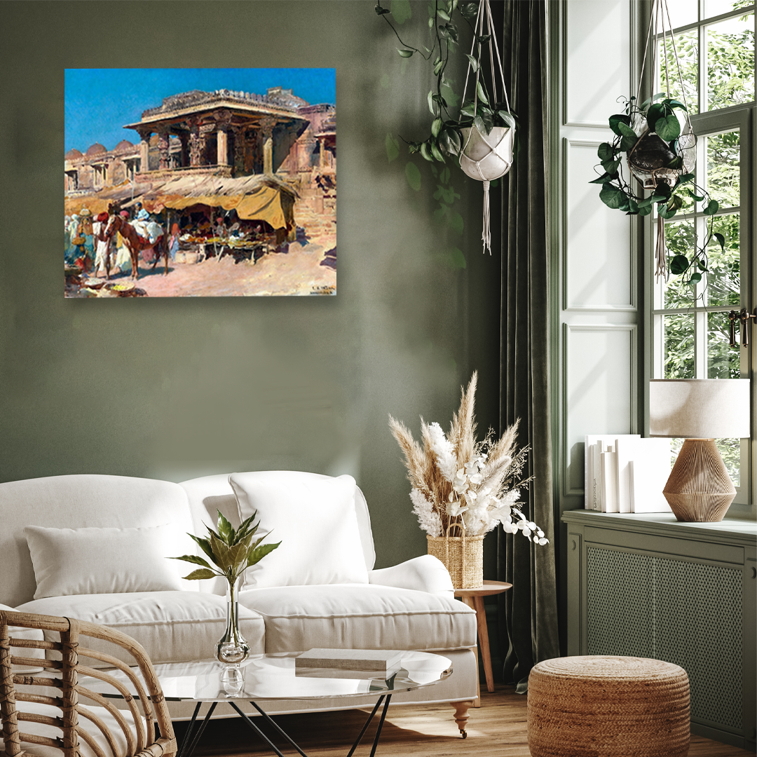 The Market in Ahmadabad Painting 6 : 5 Horizontal Premium Wall Art Canvas by MeriDeewar