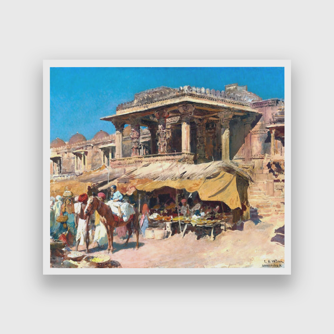 The Market in Ahmadabad Painting 6 : 5 Horizontal Premium Wall Art Canvas by MeriDeewar