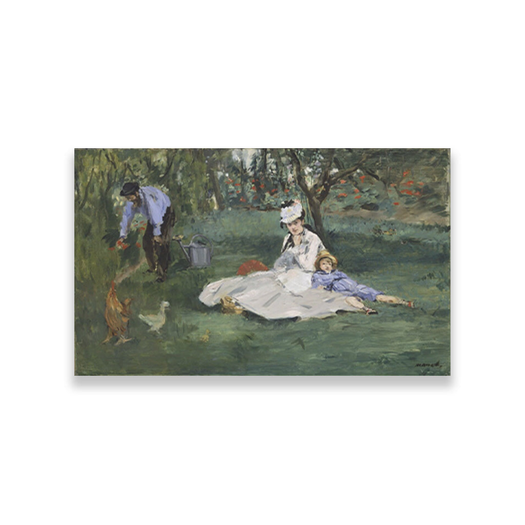 The Monet Family in Their Garden at Argenteuil Painting - Meri Deewar 3 : 2 Horizontal Premium Wall Art Canvas by MeriDeewar