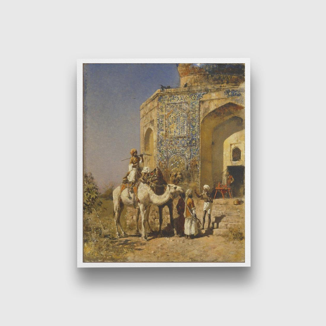 The Old Blue-Tiled Mosque Outside of Delhi, India Painting - Meri Deewar 4 :5 Vertical Premium Wall Art Canvas by MeriDeewar