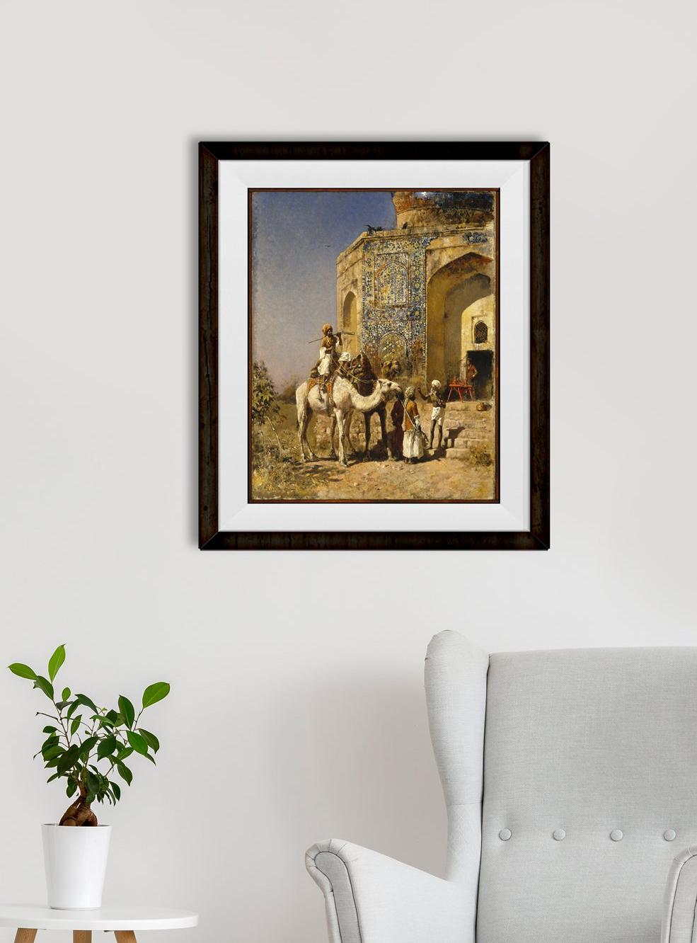 The Old Blue-Tiled Mosque Outside of Delhi, India Painting - Meri Deewar 4 :5 Vertical Premium Wall Art Canvas by MeriDeewar