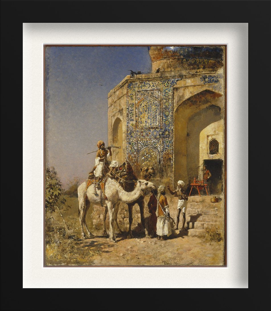 The Old Blue-Tiled Mosque Outside of Delhi, India Painting - Meri Deewar 4 :5 Vertical Premium Wall Art Canvas by MeriDeewar