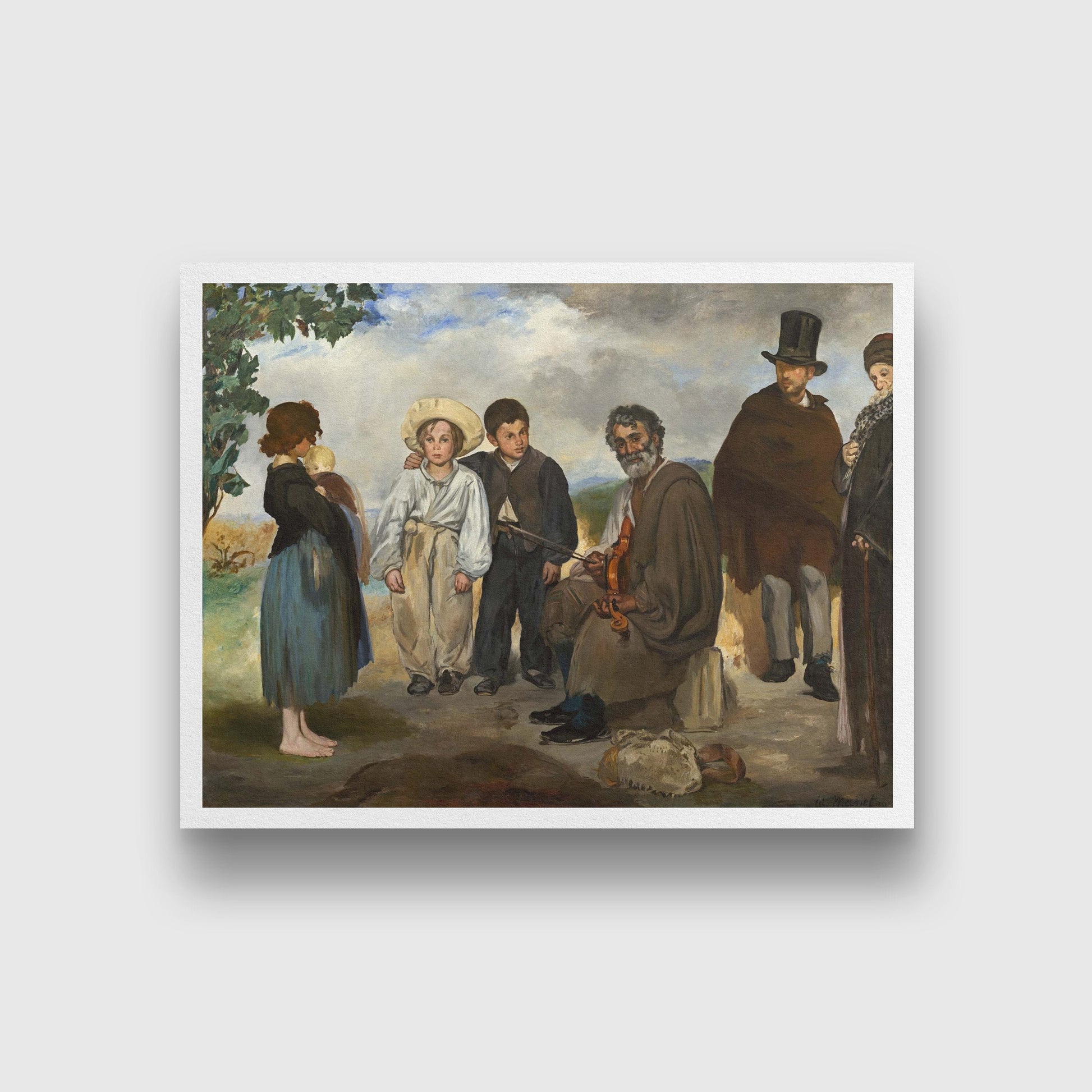 The Old Musician Painting - Meri Deewar 4 : 3 Horizontal Premium Wall Art Canvas by MeriDeewar