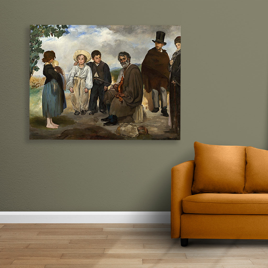 The Old Musician Painting - Meri Deewar 4 : 3 Horizontal Premium Wall Art Canvas by MeriDeewar