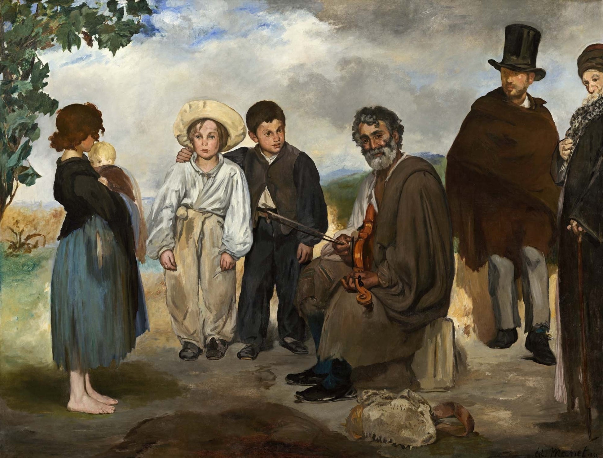 The Old Musician Painting - Meri Deewar 4 : 3 Horizontal Premium Wall Art Canvas by MeriDeewar