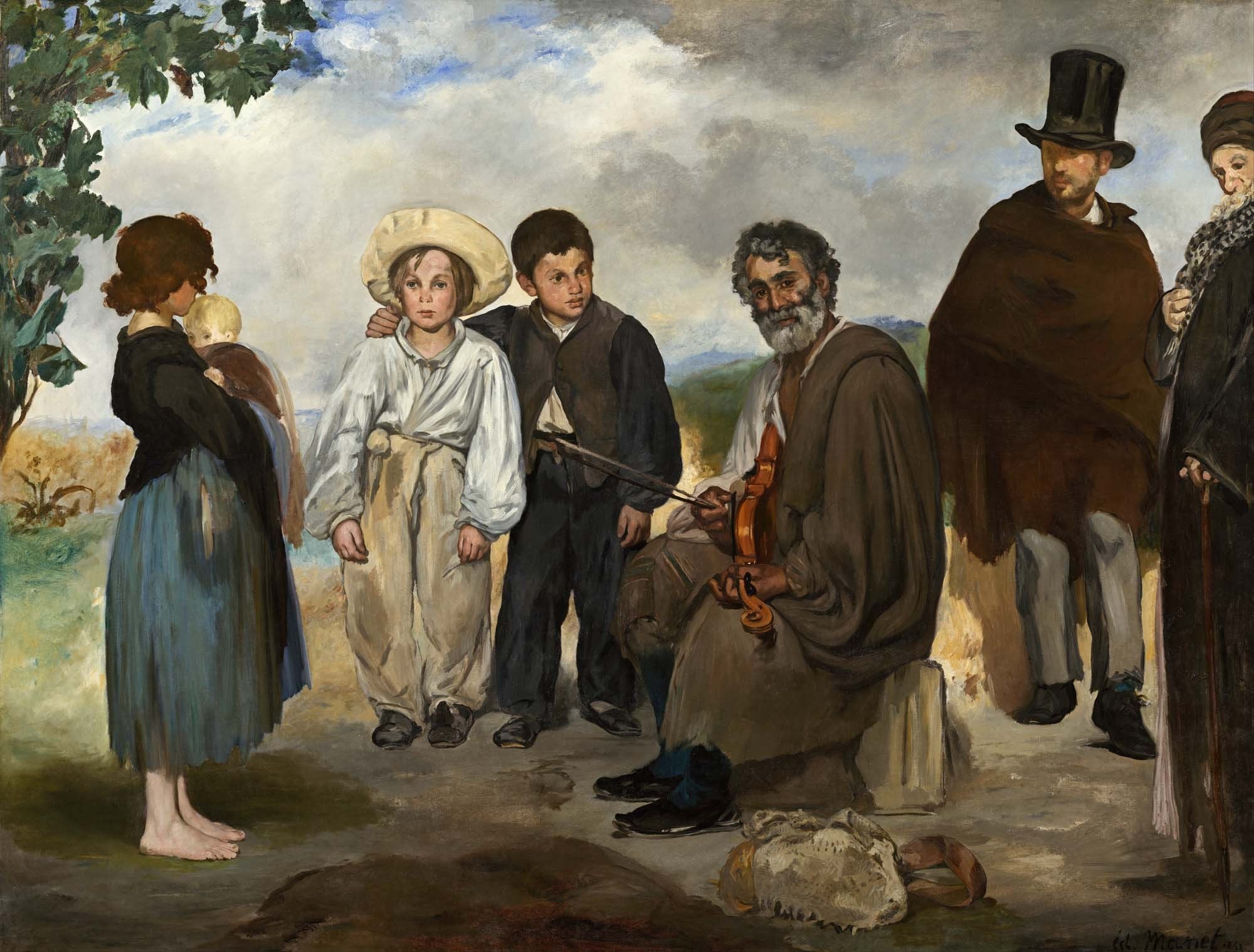 The Old Musician Painting - Meri Deewar 4 : 3 Horizontal Premium Wall Art Canvas by MeriDeewar
