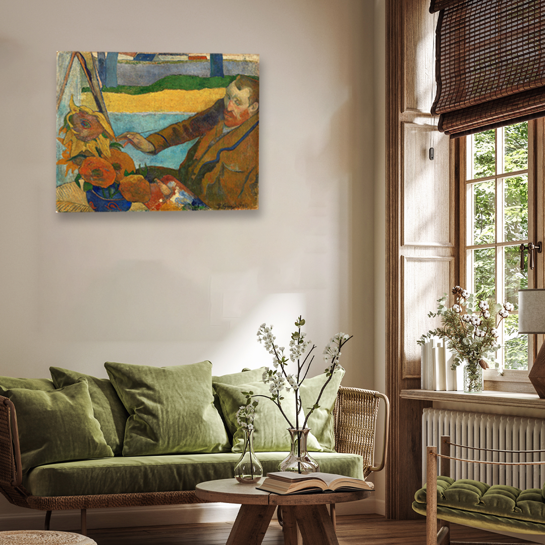 The Painter of Sunflowers Painting 5 : 4 Horizontal Premium Wall Art Canvas by MeriDeewar