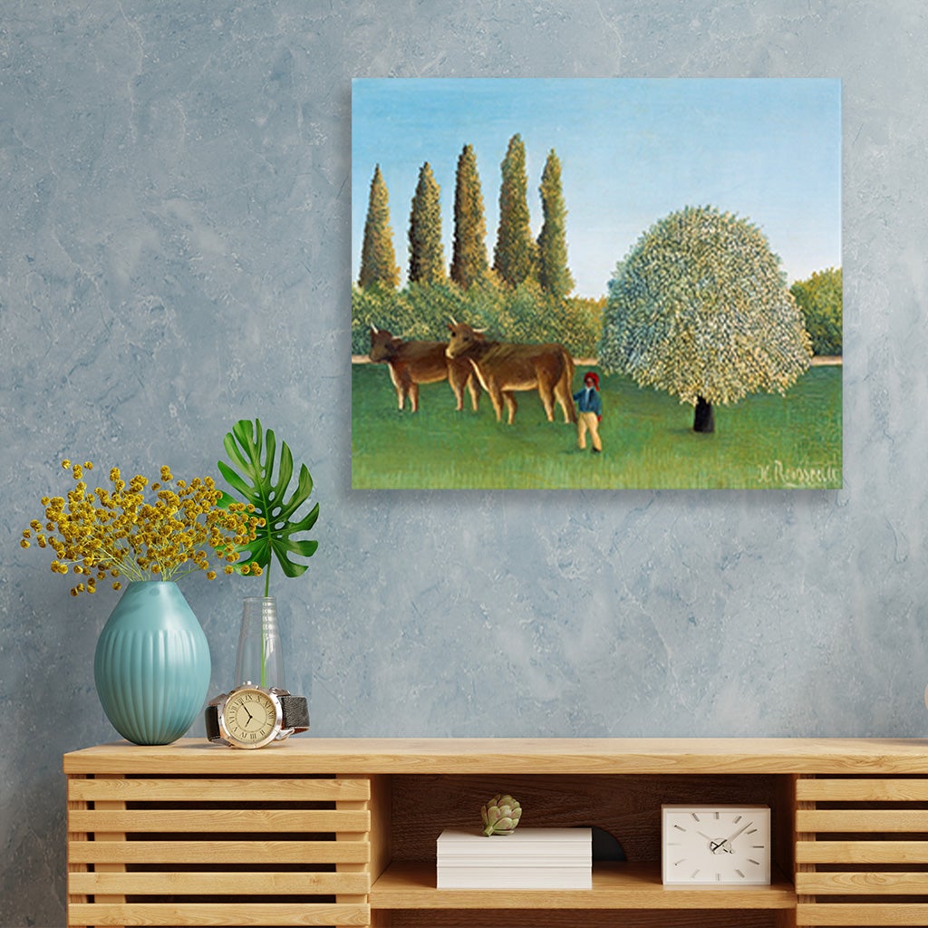 The Pasture painting - Meri Deewar 6 : 5 Horizontal Premium Wall Art Canvas by MeriDeewar
