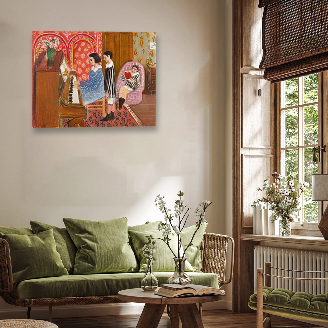 The Piano Lesson Painting 5 : 4 Horizontal Premium Wall Art Canvas by MeriDeewar
