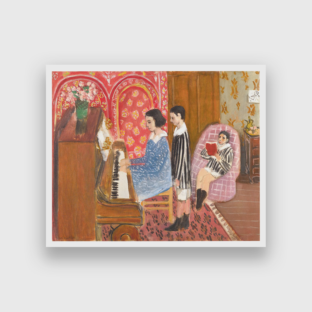 The Piano Lesson Painting 5 : 4 Horizontal Premium Wall Art Canvas by MeriDeewar