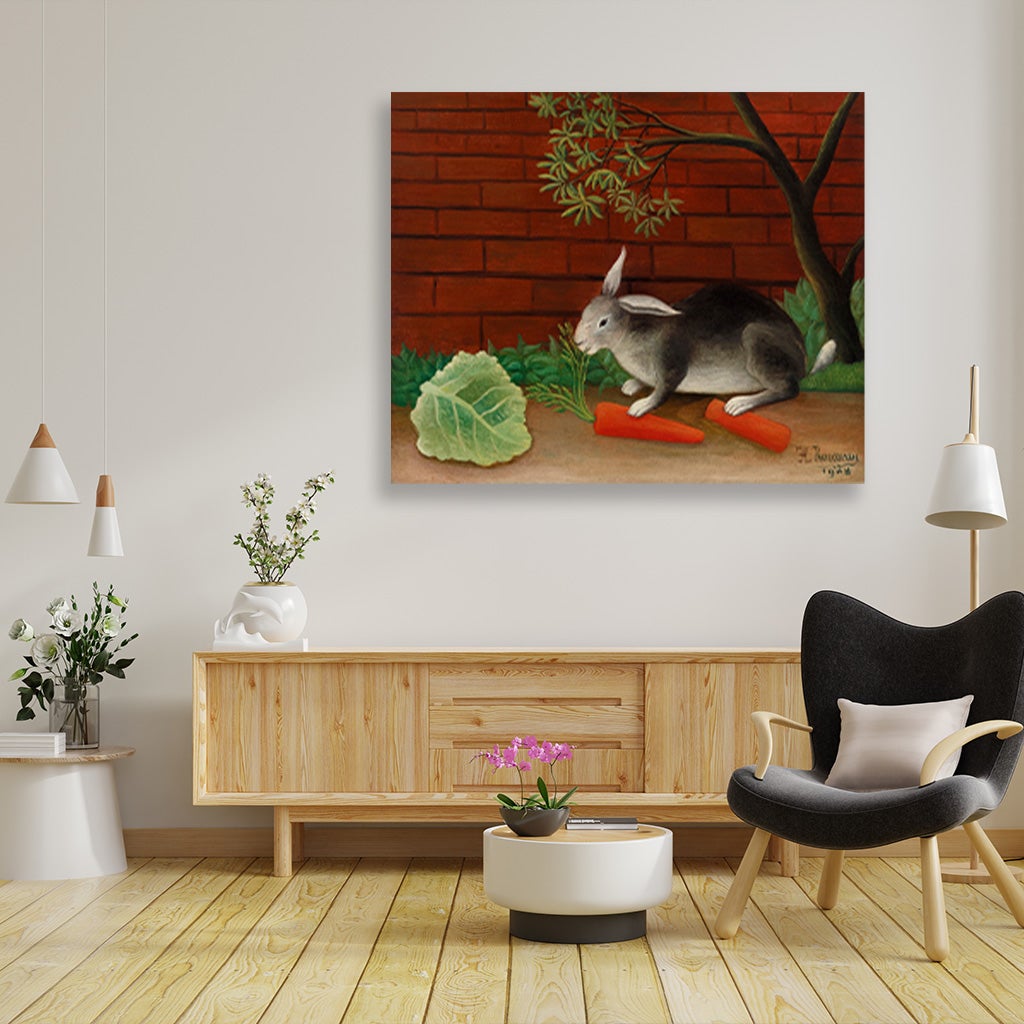 The Rabbit_s Meal painting - Meri Deewar 5 : 4 Horizontal Premium Wall Art Canvas by MeriDeewar
