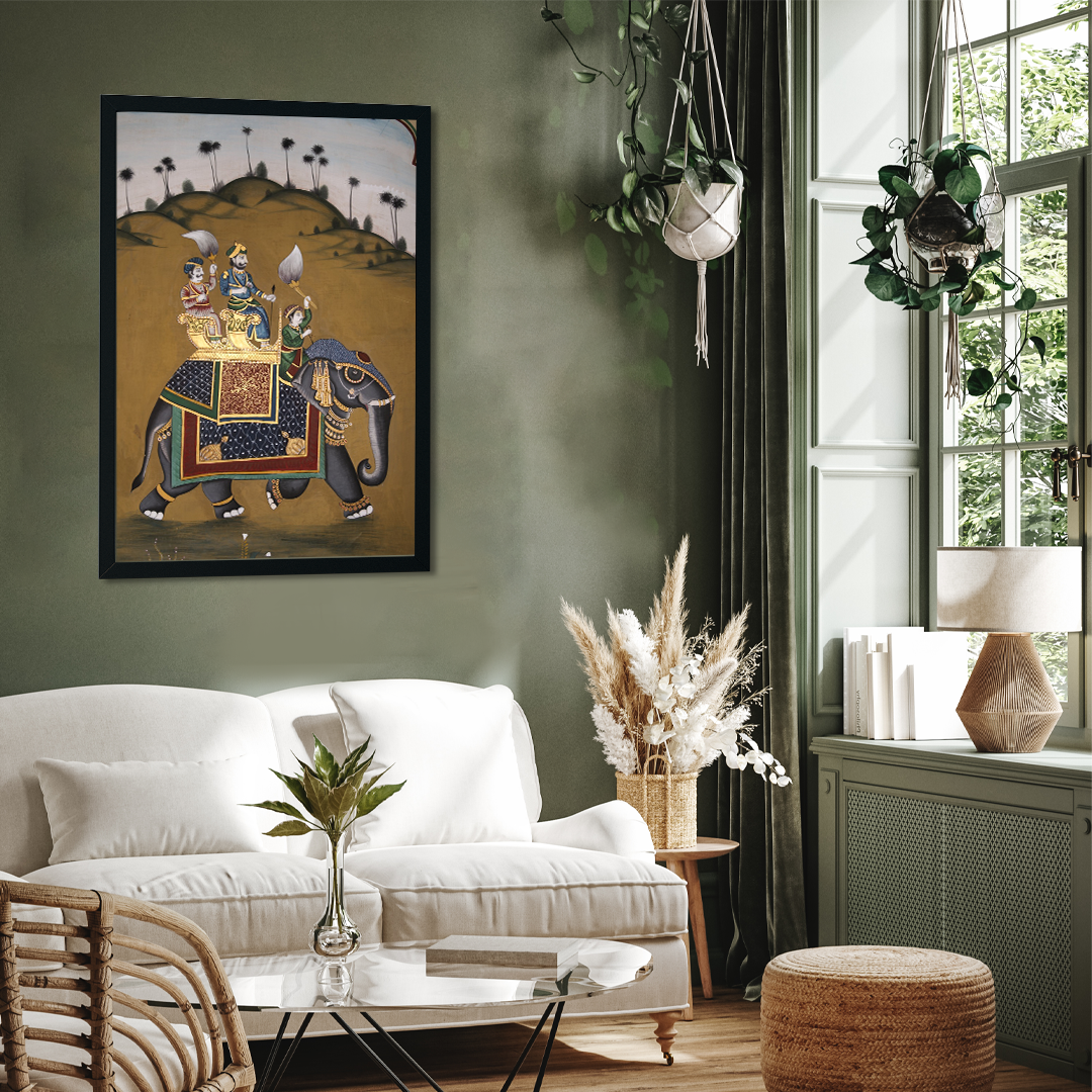 The Royal Elephant Wall Painting 2 : 3 Vertical Premium Wall Art Canvas by MeriDeewar