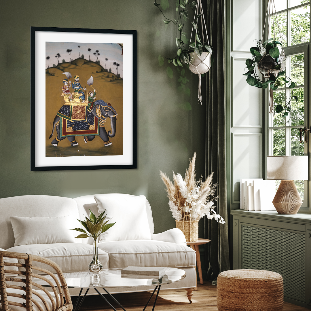 The Royal Elephant Wall Painting 2 : 3 Vertical Premium Wall Art Canvas by MeriDeewar
