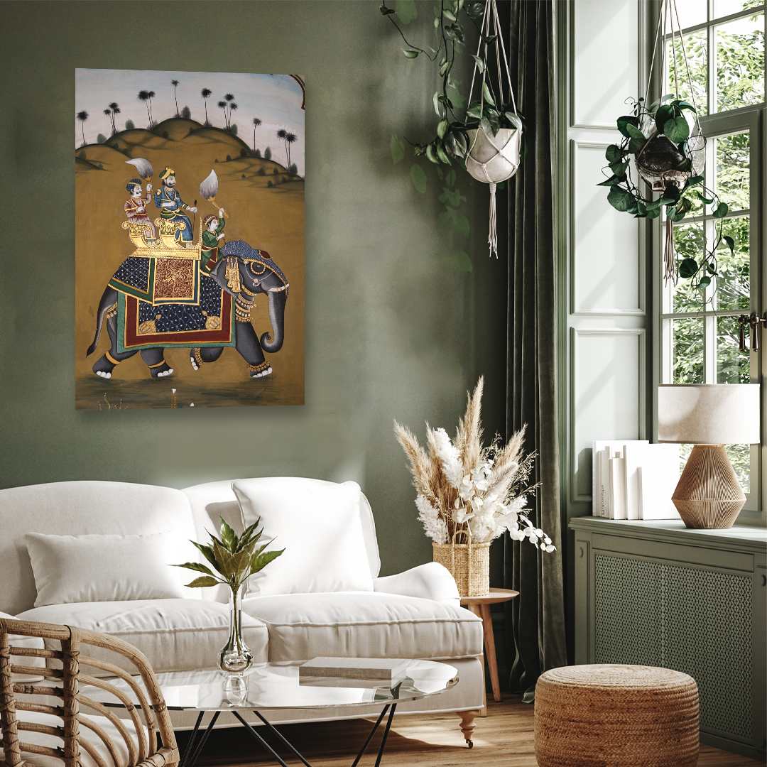 The Royal Elephant Wall Painting 2 : 3 Vertical Premium Wall Art Canvas by MeriDeewar