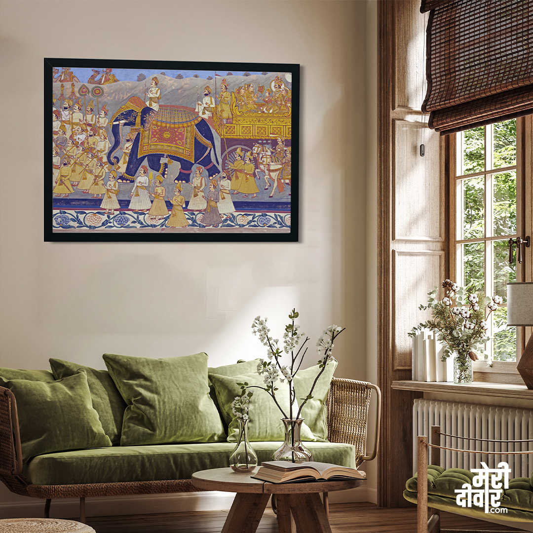 The Royal Procession Traditional Wall Painting 2 : 1 Horizontal Premium Wall Art Canvas by MeriDeewar