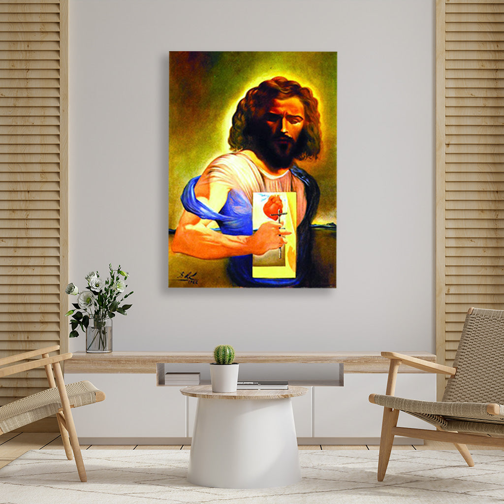 the sacred heart of jesus Painting - Meri Deewar 3 : 4.2 Vertical Premium Wall Art Canvas by MeriDeewar