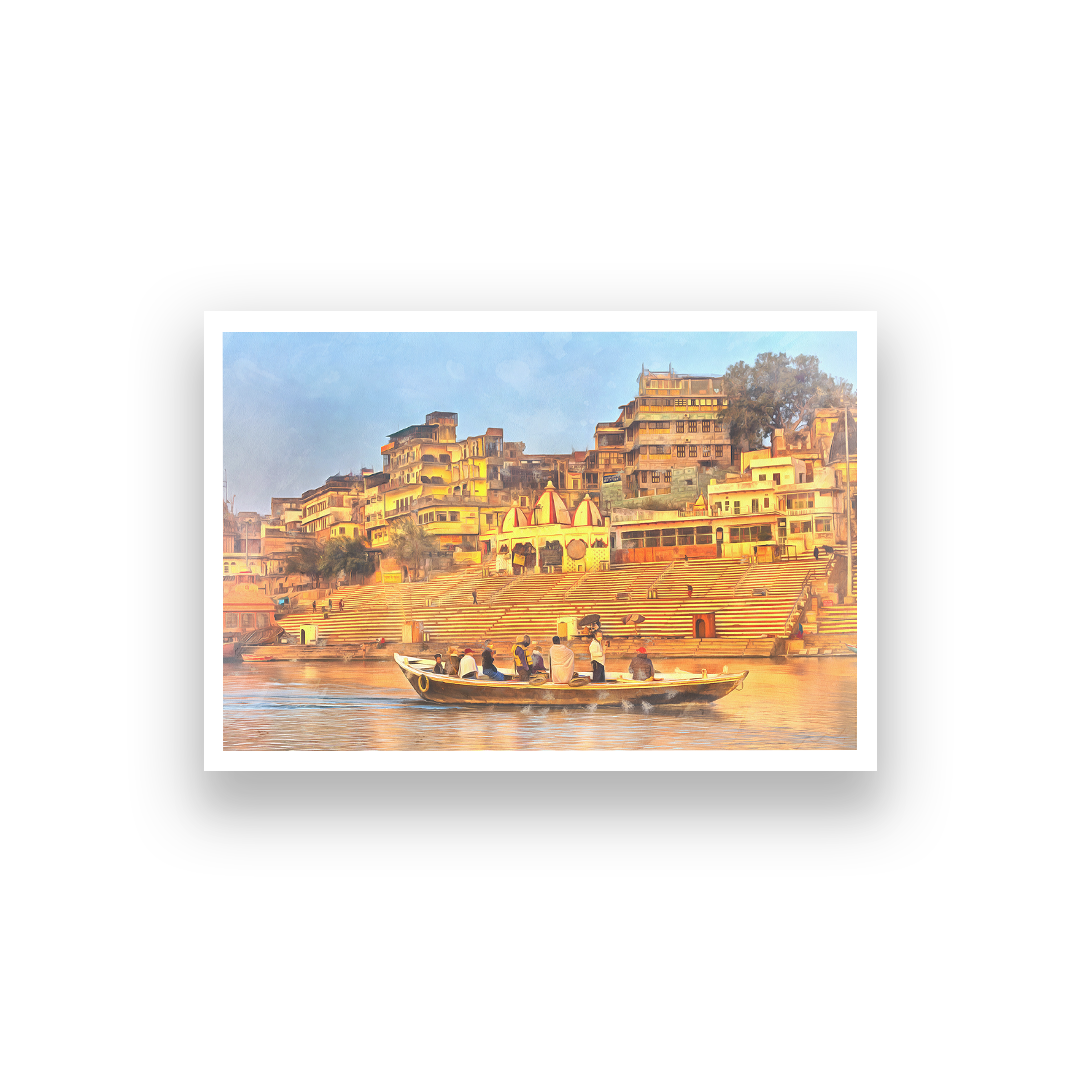 The Sacred Land Of Banaras Wall Painting 3 : 2 Horizontal Premium Wall Art Canvas by MeriDeewar