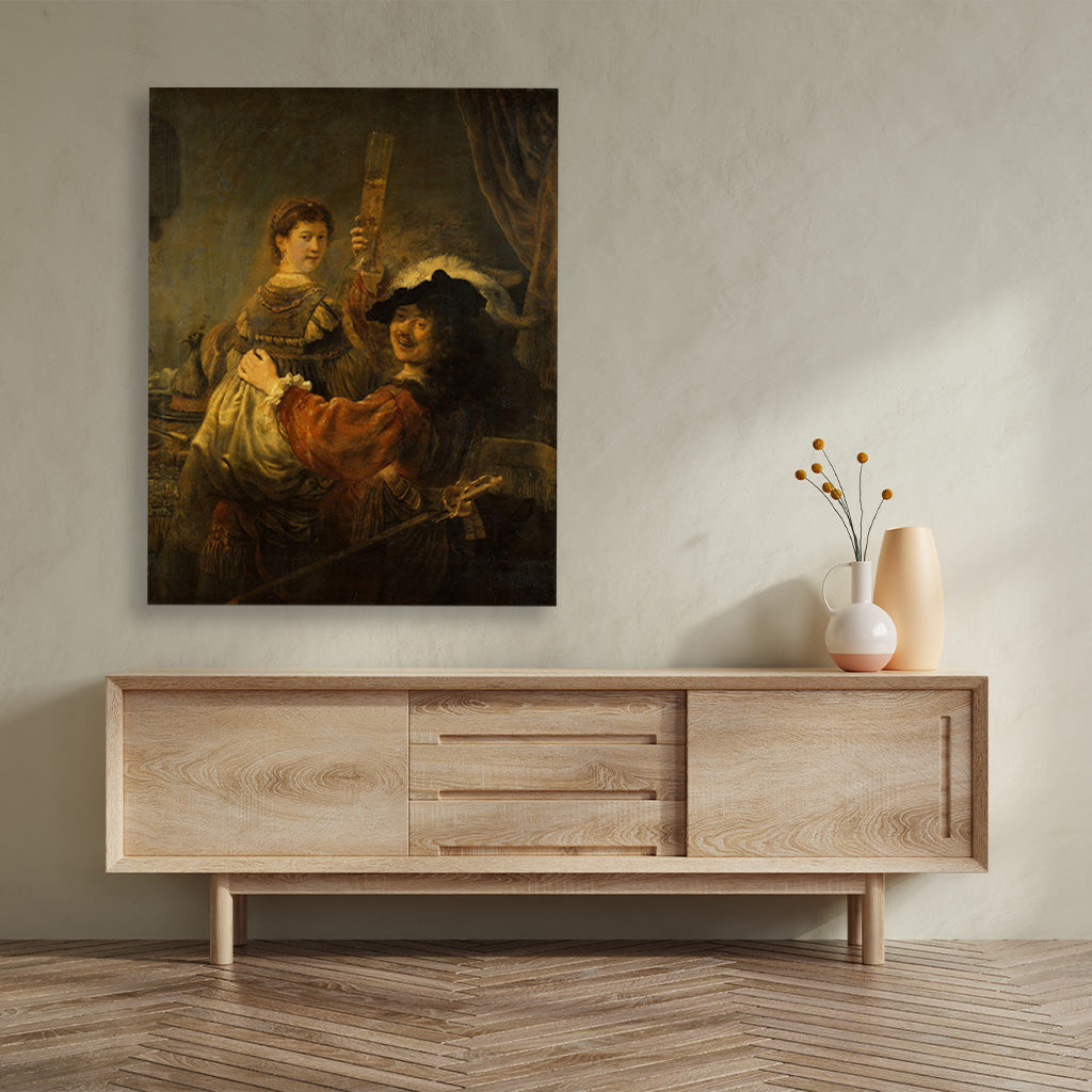 the scene of the prodigal son Painting - Meri Deewar 4 :5 Vertical Premium Wall Art Canvas by MeriDeewar