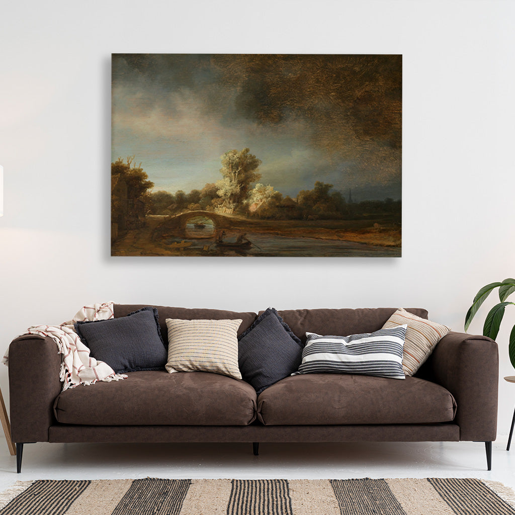 The Stone Bridge Painting - Meri Deewar 3 : 2 Horizontal Premium Wall Art Canvas by MeriDeewar