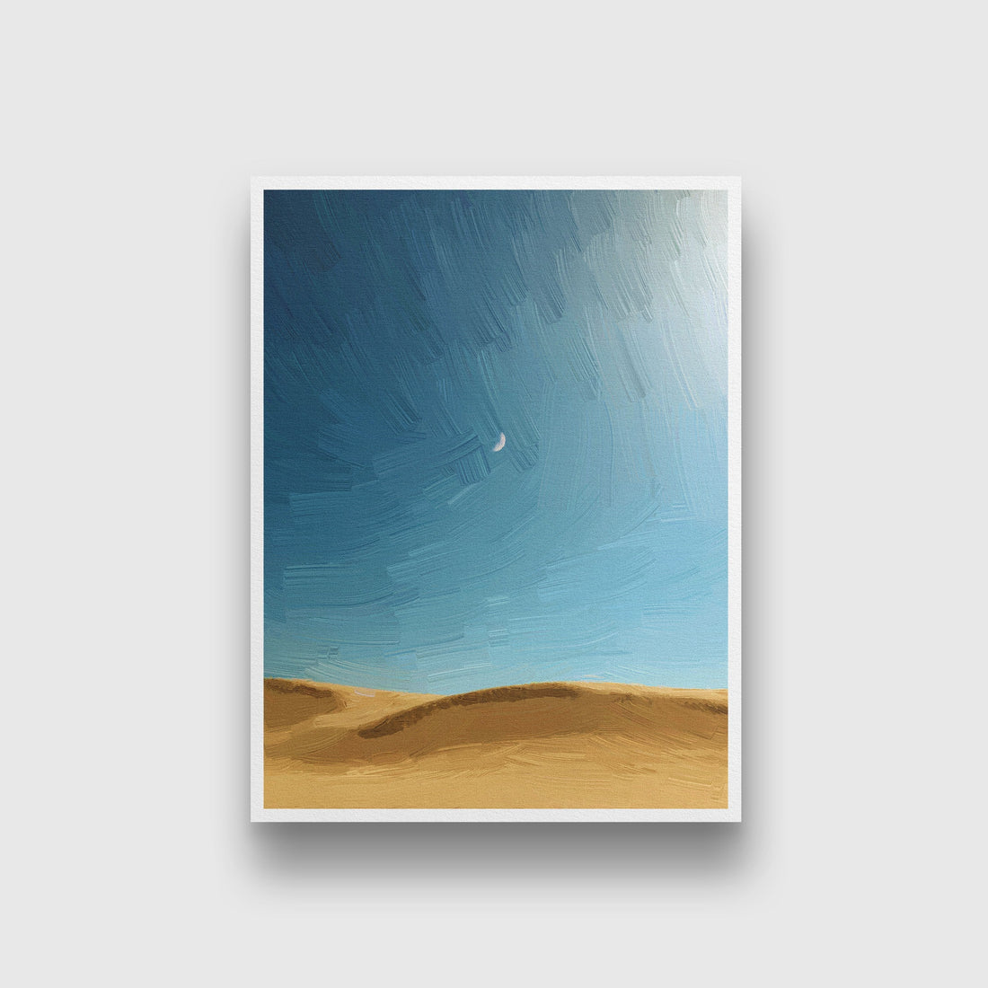 the surface of the sand against a blue sky Painting-Meri Deewar 3 : 4 Vertical Premium Wall Art Canvas by MeriDeewar
