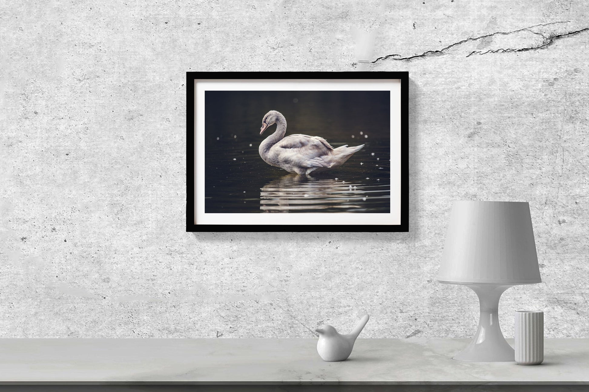 The Swan Painting - Meri Deewar 3 : 2 Horizontal Premium Wall Art Canvas by MeriDeewar
