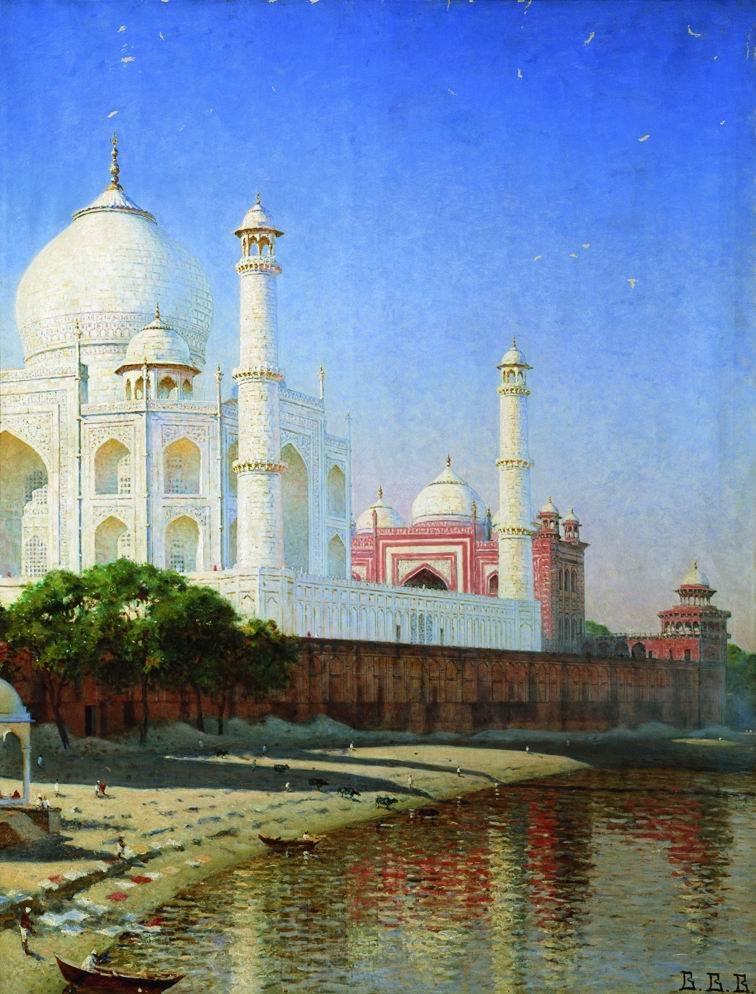 The taj mahal mausoleum Painting - Meri Deewar 3 : 4 Vertical Premium Wall Art Canvas by MeriDeewar