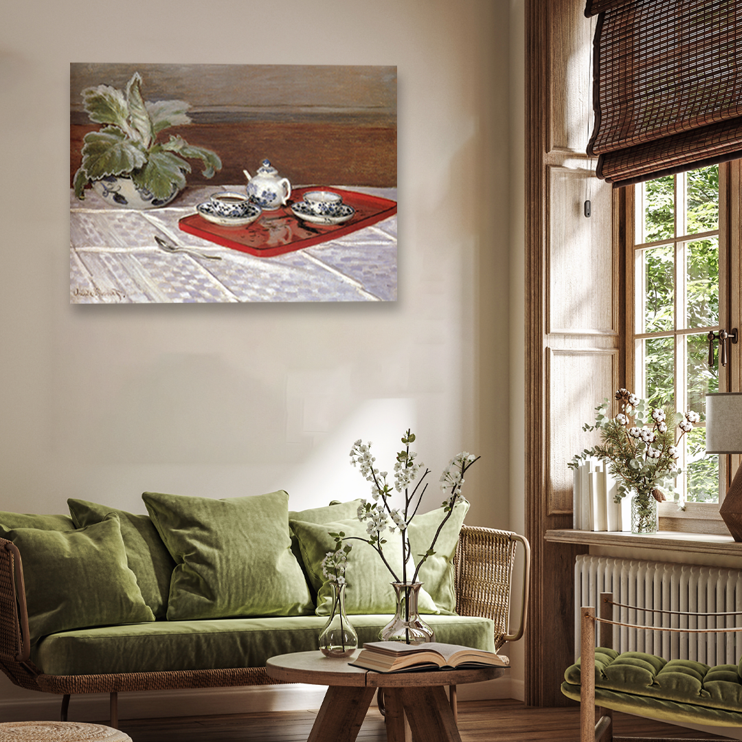 The Tea Set Painting 4 : 3 Horizontal Premium Wall Art Canvas by MeriDeewar