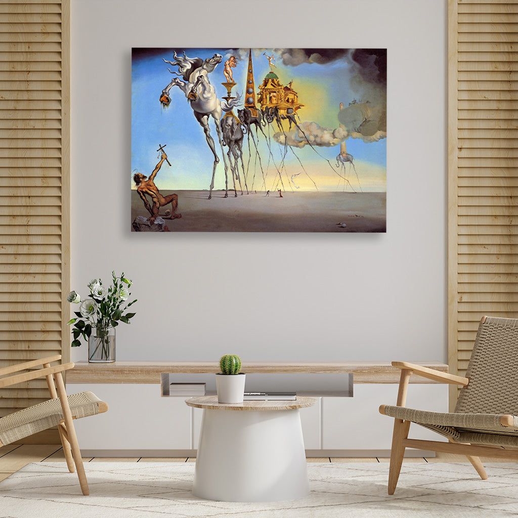 The temptation of st.anthony Painting - Meri Deewar 4 : 3 Horizontal Premium Wall Art Canvas by MeriDeewar
